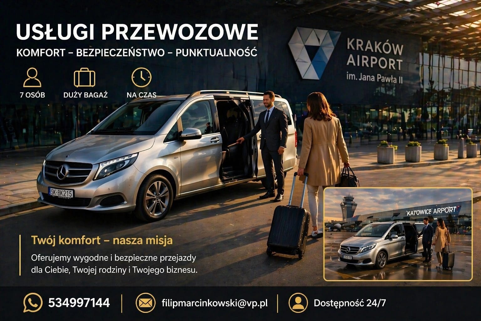 Plakat reklamowy transfery Katowice